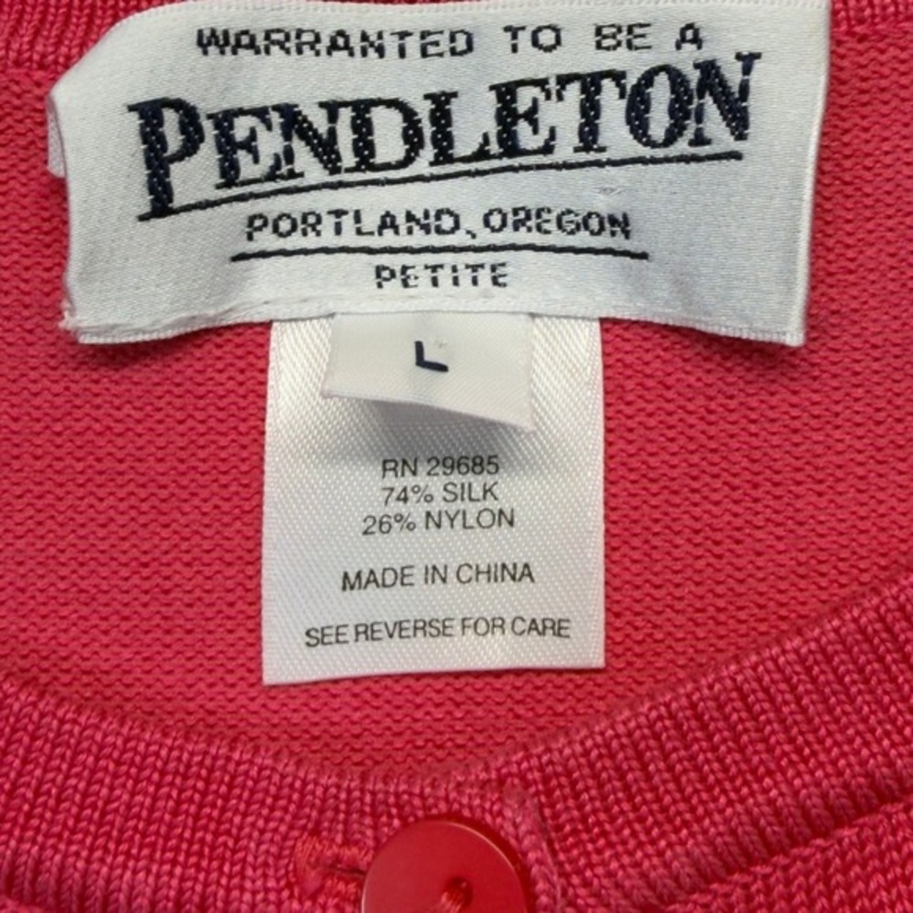 Pendleton Womens PL Silk Blend Cardigan Sweater Pink Beaded Floral Button - Picture 6 of 6